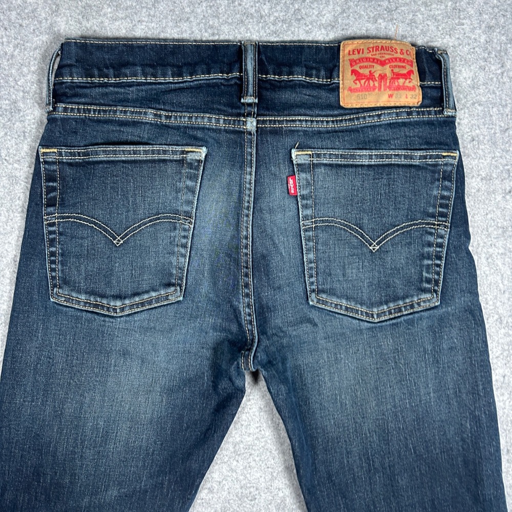 Levi's 510 Denim Jeans Mens 31x32 Blue Skinny Fit Stretch workwear dark wash - Picture 9 of 16